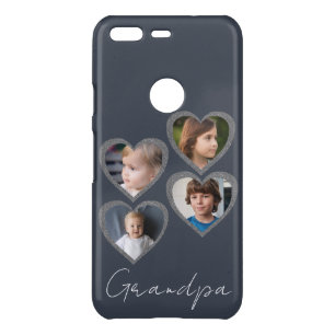 Grandpa Grey Hearts Grandchildren Photo Collage  Uncommon Google Pixel Case