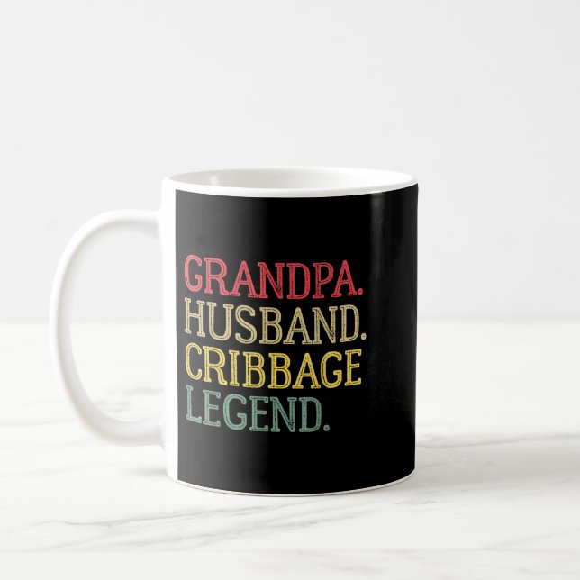Grandpa Husband Cribbage Legend Vintage Cribbage B Coffee Mug (Left)