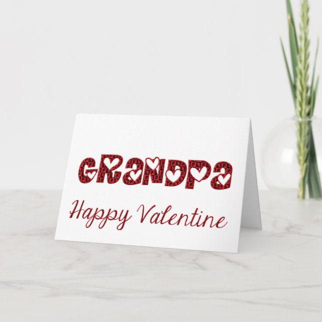 Grandpa I Love You Cute Cupid Typography Valentine Holiday Card (Front)
