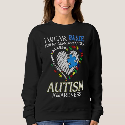Grandpa I Wear Blue For My Grandson Autism Awarene Sweatshirt