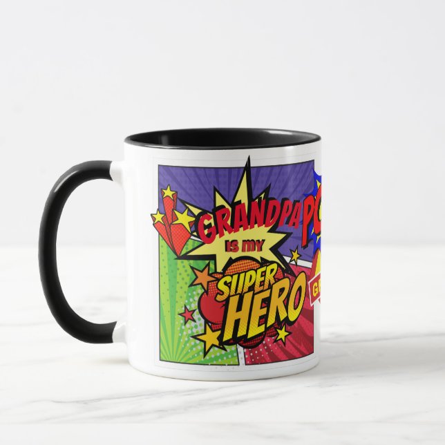 GRANDPA Is My SUPERHERO Personalized COMIC HERO Mug (Left)