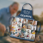 Grandpa Is the Best Chef Blue Photo Collage Apron<br><div class="desc">Apron for grandpa in denim blue and white with a photo collage featuring twenty square photos. On a blue background,  the best chefs are called grandpa is written,  but the text is customizable in case you want to change it.</div>