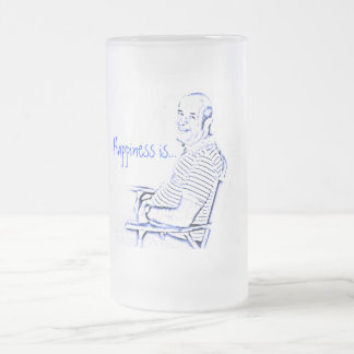 grandpa joe, Happiness is... Frosted Glass Beer Mug