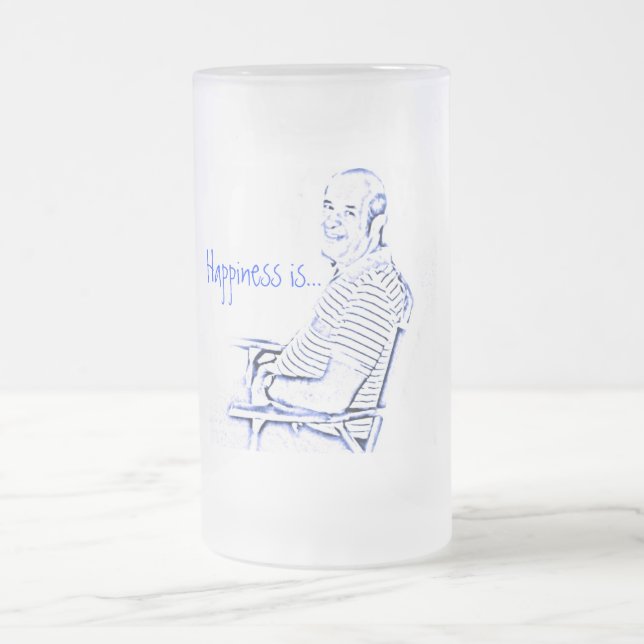 grandpa joe, Happiness is... Frosted Glass Beer Mug (Center)