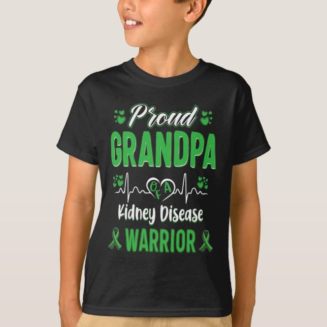 Grandpa Kidney Disease Warrior Awareness Ribbon Gr T-Shirt (Front)