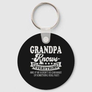 Grandpa Knows Everything Shirt Funny Father&#; s D Keychain