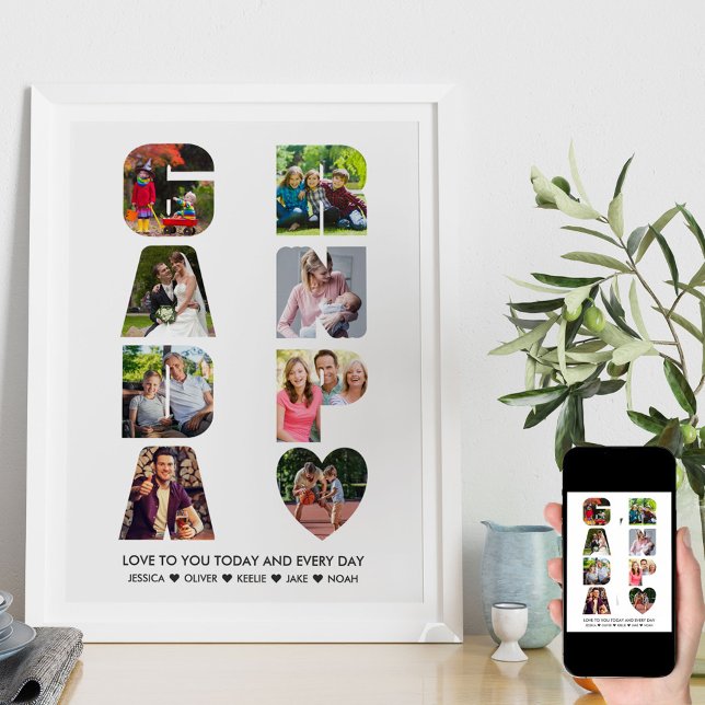 GRANDPA Letter Cutout Photo Collage Grandkids Name Poster (Creator Uploaded)