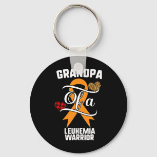 Grandpa Leukemia Awareness Leopard Buffalo Plaid F Keychain