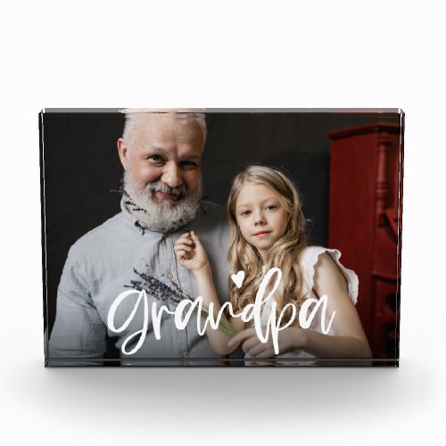 Grandpa Love Script Personalized Gift Photo Block