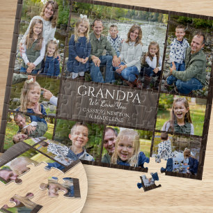 Grandpa Love You Grandkids Photo Collage Jigsaw Puzzle