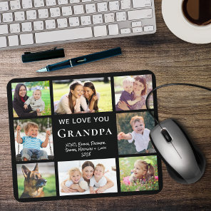 Grandpa Love You Photo Collage Black Mouse Pad