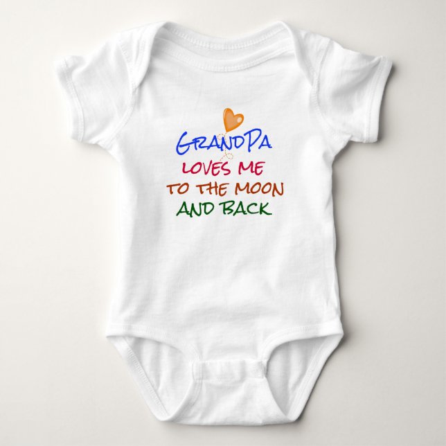 Grandpa Loves Me to the Moon and Back Quote Baby Bodysuit (Front)