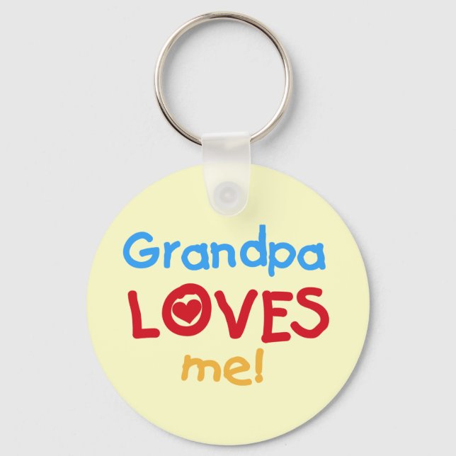 Grandpa Loves Me Tshirts and Gifts Keychain (Front)