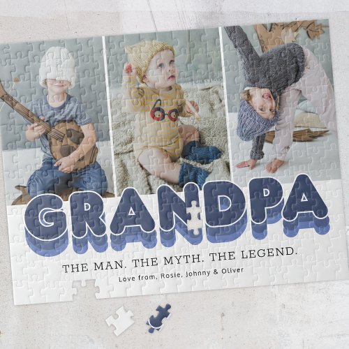 Grandpa Man Myth Legend 3 Photo Jigsaw Puzzle