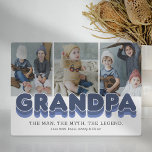 Grandpa Man Myth Legend Photo Plaque<br><div class="desc">Cute grandfather photo plaque featuring 3 family pictures for you to replace with your own,  the title "grandpa",  a personalized saying that reads "the man,  the myth,  the legend",  and the grandkids names.</div>