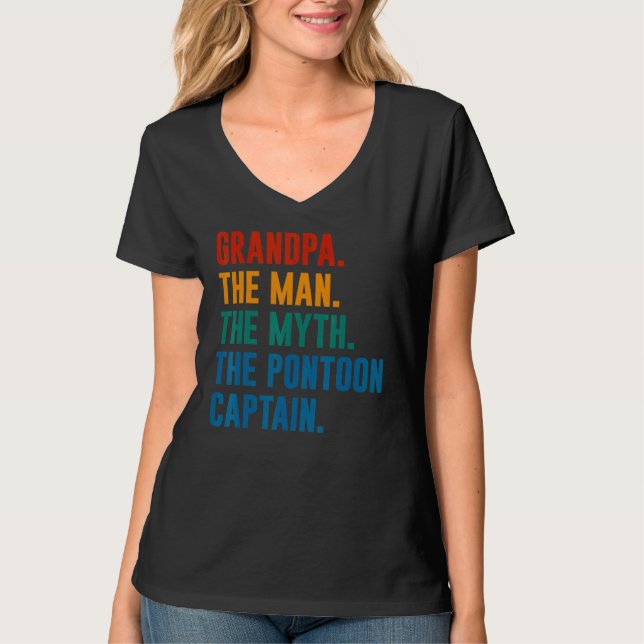Grandpa Man Myth Pontoon Captain  Grandfather Pont T-Shirt (Front)