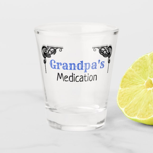 Grandpa medicine funny cute medication shot glass (Front)