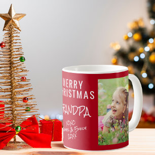 Grandpa Merry Christmas Red Photo Coffee Mug