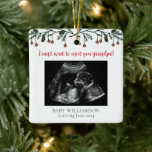Grandpa Merry Christmas Ultrasound Photo Ceramic Ornament<br><div class="desc">The grandpa-to-be will love receiving this ultrasound photo ornament announcing he has a new grandchild arriving next year.  All text can be customized and you can add an ultrasound photo to create the perfect christmas keepsake for the future grandpa.</div>