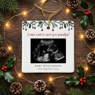 Grandpa Merry Christmas Ultrasound Photo Ceramic Ornament
