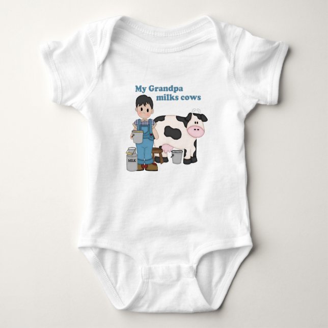 Grandpa Milks Cows Baby Bodysuit (Front)