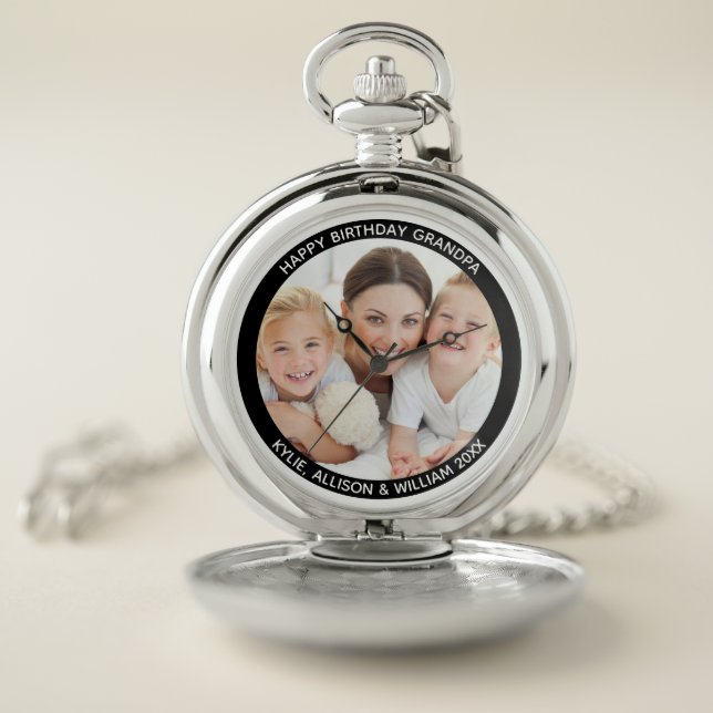 Grandpa | Modern Photo Family Names Pocket Watch (Inside)