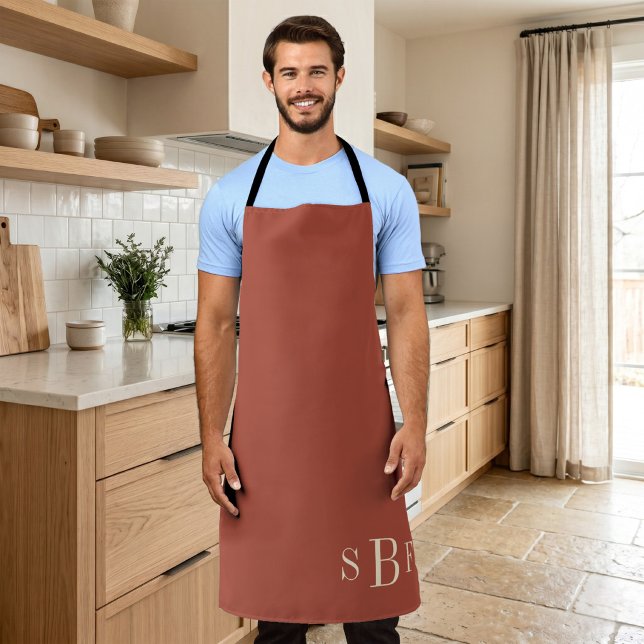  Grandpa Monogram  Kitchen Gift Apron (Monogram Terracotta Boho Mid Century Kitchen Gift Apron)