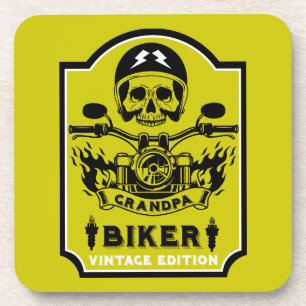 Grandpa Motorbike Rider Beverage Coaster
