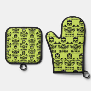 Grandpa Motorbike Rider Oven Mitt & Pot Holder Set