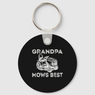 Grandpa Mows Funny Lawn Mower Father's Day Papa  Keychain