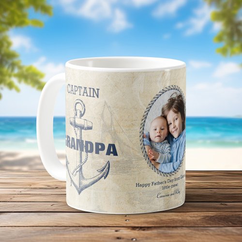Grandpa Nautical Fathers Day Photo  Coffee Mug