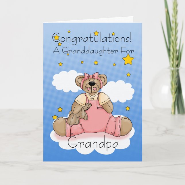 Grandpa New Baby Girl Congratulations Card (Front)