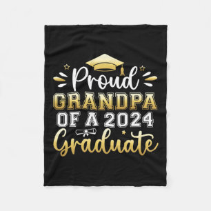 Grandpa Of A 2024 Graduate Senior Graduation Men Fleece Blanket