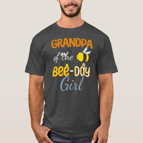 Grandpa of Bee Day Girl Floral Family Hive Party T_Shirt