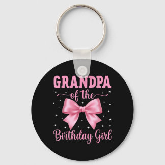 Grandpa of Birthday Girl Coquette Bow Party Family Keychain