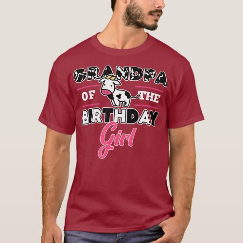 Grandpa Of Birthday Girl Cow Lover Theme Party T_Shirt