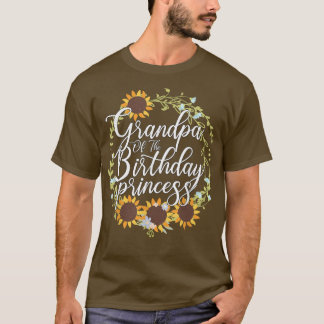 Grandpa of Birthday Princess Girl Sunflower Theme T-Shirt