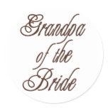 Grandpa of Bride Classy Browns Classic Round Sticker