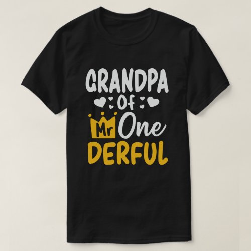 Grandpa of Mr Onederful 1st Birthday Matching T_Shirt