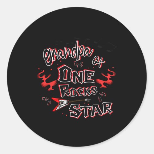 Grandpa Of One Rocks 1 Music Guitar Rockroll Py Classic Round Sticker