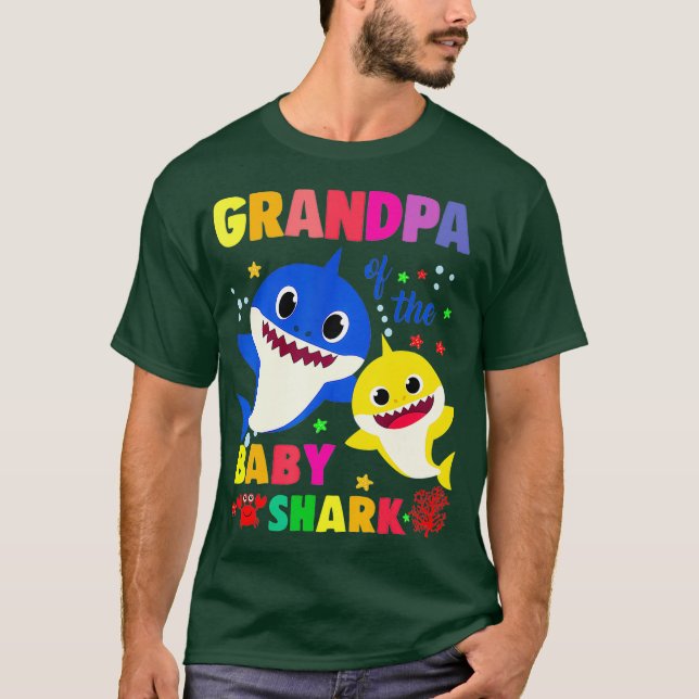 Grandpa Of The Baby Shark Birthday Grandpa Shark T-Shirt (Front)