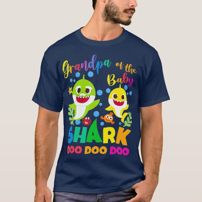 Grandpa Of The Baby Shark Birthday Grandpa Shark T-Shirt (Front)