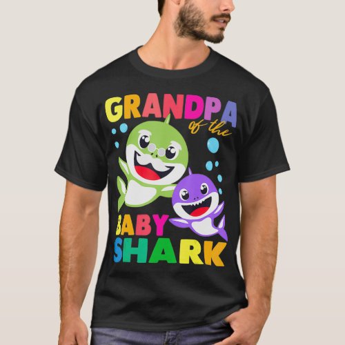 Grandpa Of The Baby Shark Birthday Grandpa Shark T_Shirt