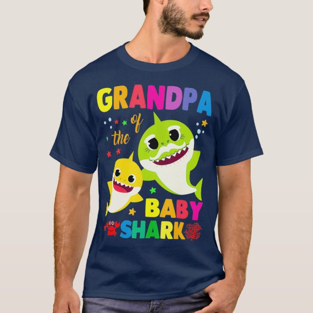 Grandpa Of The Baby Shark Birthday Grandpa Shark T-Shirt (Front)
