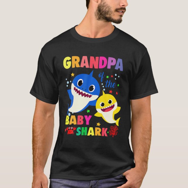 Grandpa Of The Baby Shark Birthday Grandpa Shark T-Shirt (Front)