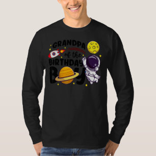 Grandpa Of The Birthday Astronaut Boy Outer Space  T-Shirt
