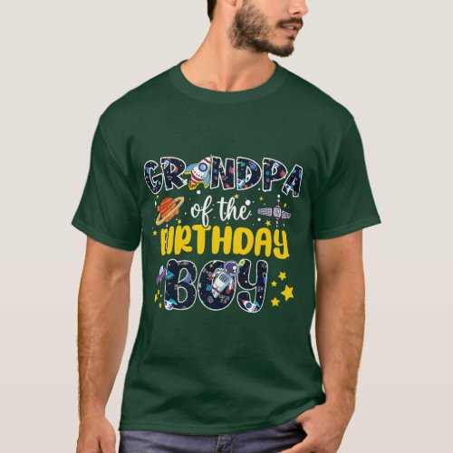 Grandpa Of The Birthday Boy 2nd Outer Space Outfit T_Shirt