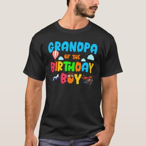 Grandpa Of The Birthday Boy Airplane Family Helico T_Shirt