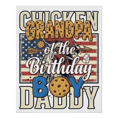 Grandpa of the Birthday Boy Cookie Milk Shirt Desi Poster