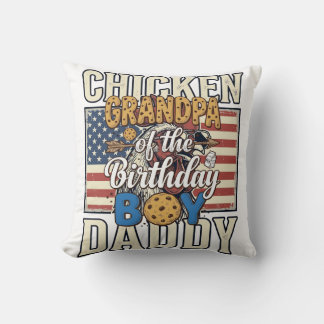 Grandpa of the Birthday Boy Cookie Milk Shirt Desi Throw Pillow